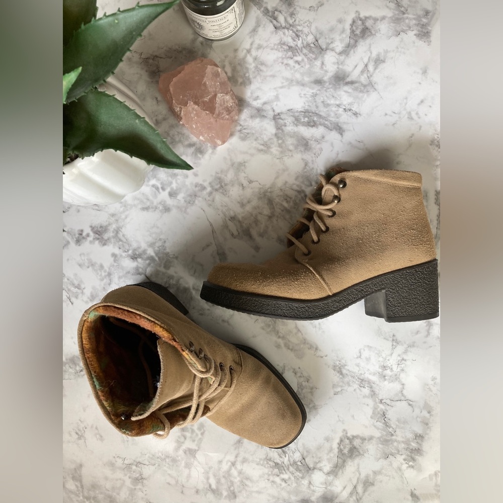 Tan combat boots